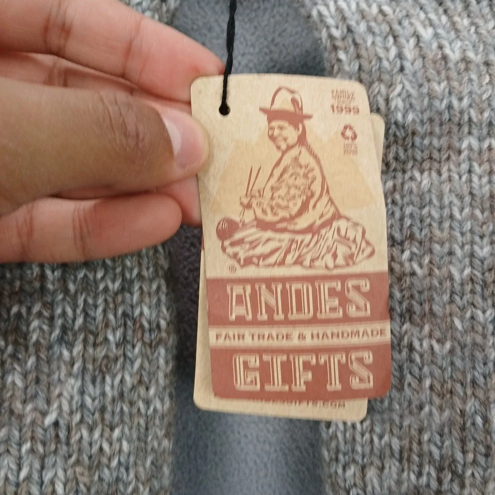 Andes Gifts Fair Trade Mittens Unisex One Size Gray Handmade Wool Tight Knit